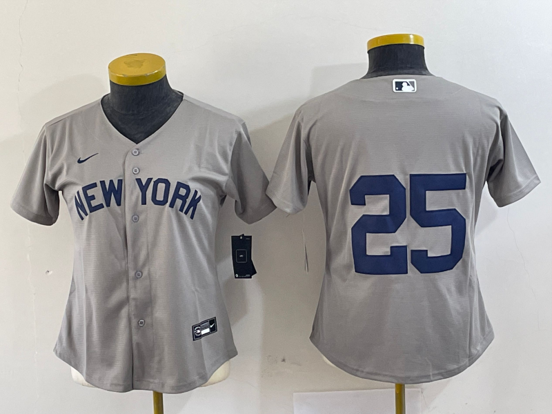 Women's New York Yankees #25 Gleyber Torres Gray Stitched Cool Base Nike Jersey