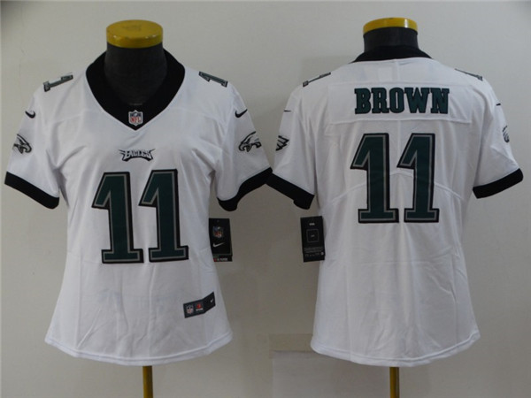 Women's Philadelphia Eagles #11 A. J. Brown White Vapor Stitched Football Jersey(Run Small)