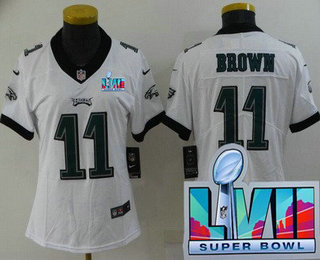 Women's Philadelphia Eagles #11 AJ Brown Limited White Super Bowl LVII Vapor Jersey