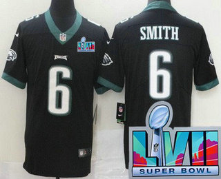 Women's Philadelphia Eagles #6 DeVonta Smith Limited Black Super Bowl LVII Vapor Jersey