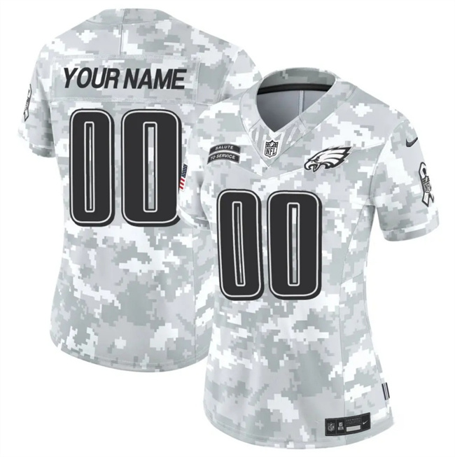 Women's Philadelphia Eagles Active Player Custom 2024 F.U.S.E Arctic Camo Salute To Service Limited Stitched Jersey(Run Small)