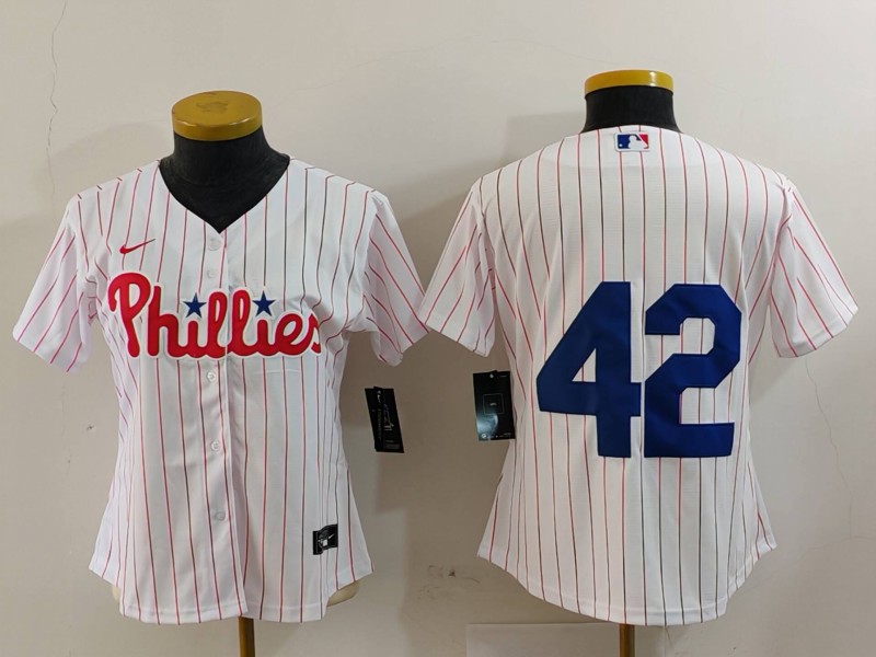 Women's Philadelphia Phillies #42 Jackie Robinson White Cool Base Stitched Jersey