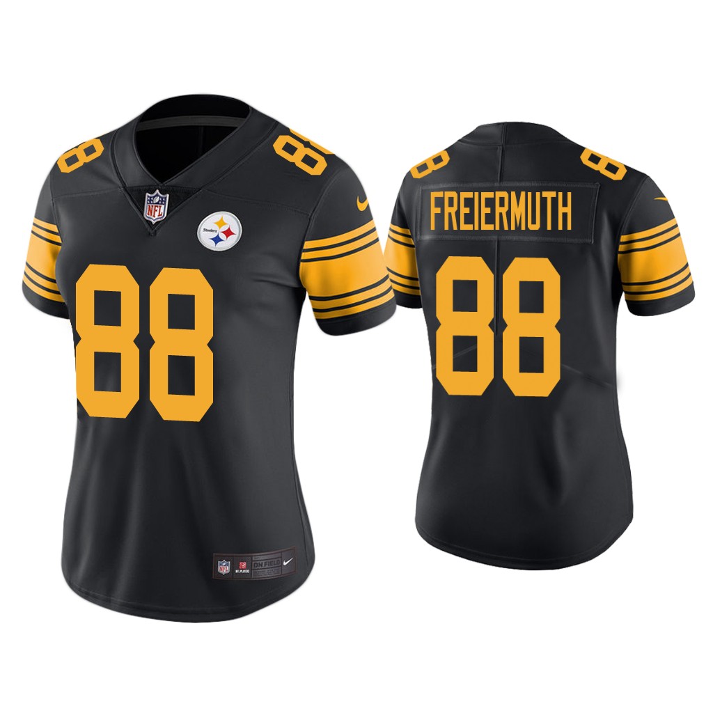 Women's Pittsburgh Steelers #88 Pat Freiermuth Rush Limited Black Jersey