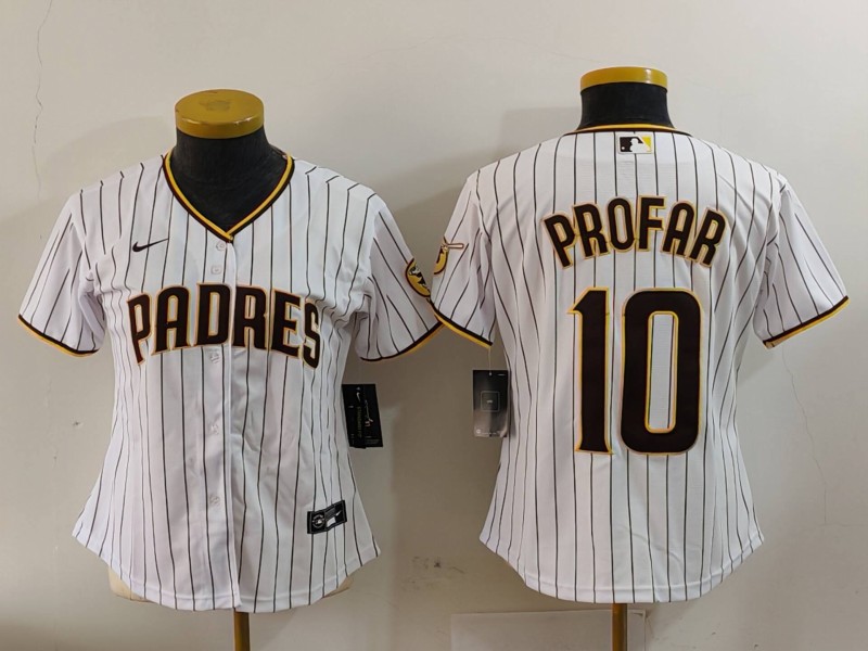 Women's San Diego Padres #10 Jurickson Profar White Cool Base Stitched Jersey