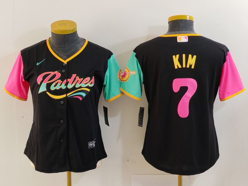 Women's San Diego Padres #7 Ha Seong Kim Black Fashion Baseball Jersey