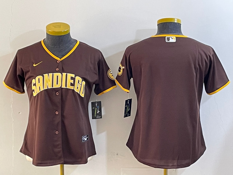 Women's San Diego Padres Blank Brown Cool Base Stitched Jersey