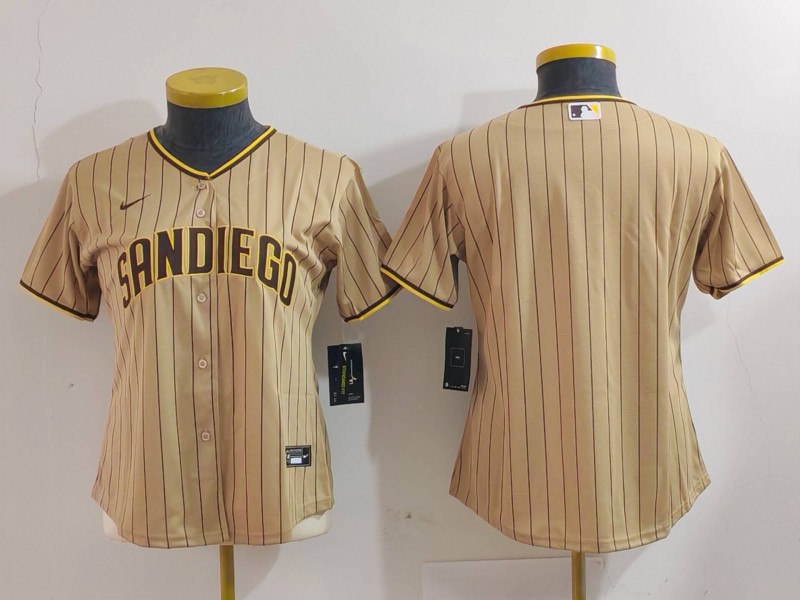 Women's San Diego Padres Blank Tan NEW 2023 Cool Base Stitched Jersey