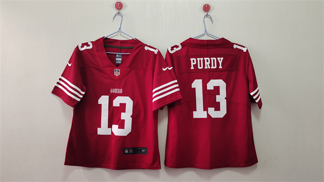 Women's San Francisco 49ers #13 Brock Purdy Red Vapor Football Stitched Jersey(Run Small)