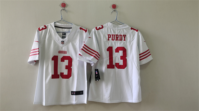 Women's San Francisco 49ers #13 Brock Purdy White Vapor Football Stitched Jersey(Run Small)