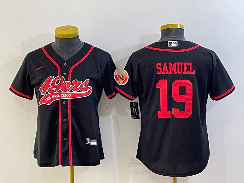 Women's San Francisco 49ers #19 Deebo Samuel Black With Patch Cool Base Stitched Baseball Jersey