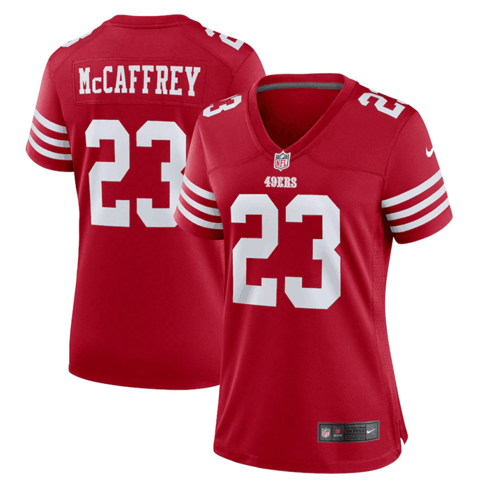 Women's San Francisco 49ers #23 Christian McCaffrey Red Stitched Jersey(Run Small)