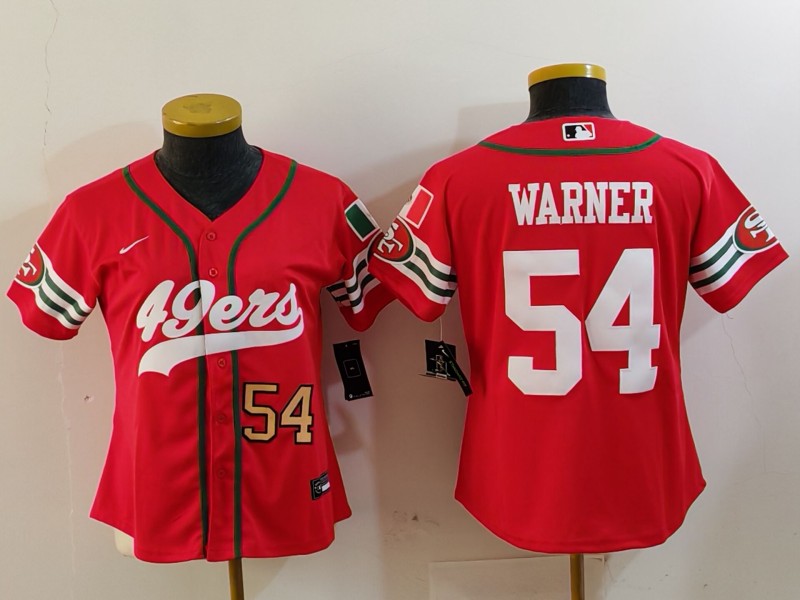 Women's San Francisco 49ers #54 Fred Warner Red Mexico Cool Base Stitched Baseball Jerseys