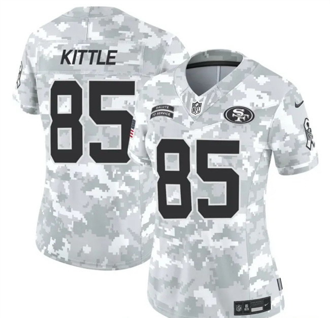 Women's San Francisco 49ers #85 George Kittle 2024 F.U.S.E Arctic Camo Salute To Service Limited Stitched Jersey(Run Small)