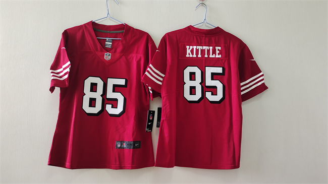 Women's San Francisco 49ers #85 George Kittle Red Vapor Alternate Football Stitched Jersey(Run Small)