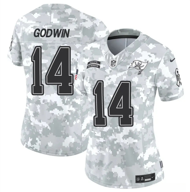 Women's Tampa Bay Buccaneers #14 Chris Godwin 2024 F.U.S.E Arctic Camo Salute To Service Limited Stitched Football Jersey(Run Small)