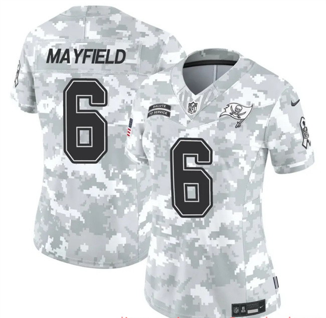 Women's Tampa Bay Buccaneers #6 Baker Mayfield 2024 F.U.S.E Arctic Camo Salute To Service Limited Stitched Football Jersey(Run Small)