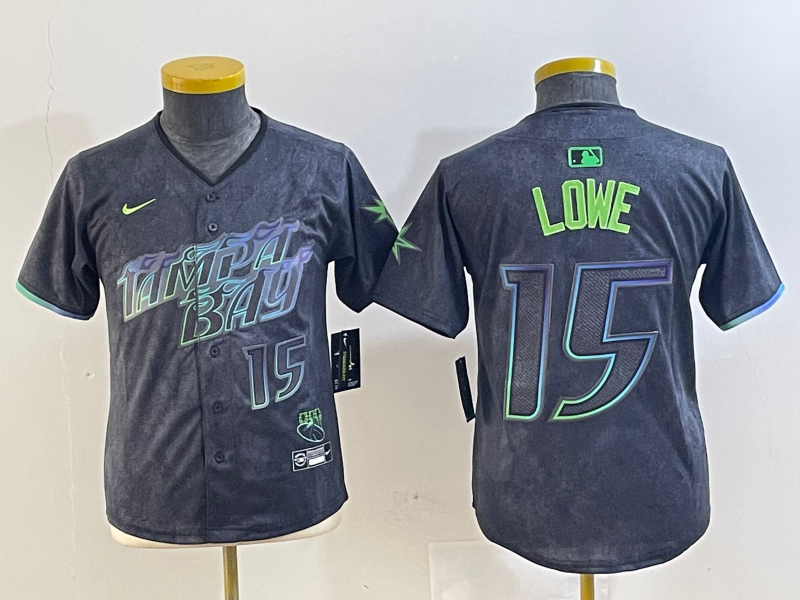 Women's Tampa Bay Rays #15 Josh Lowe Number Charcoal 2024 City Connect Limited Stitched Jersey