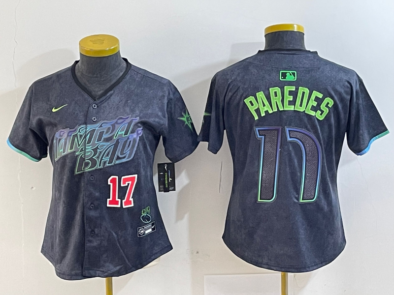 Women's Tampa Bay Rays #17 Isaac Paredes Charcoal 2024 City Connect Limited Cool Base Jerseys