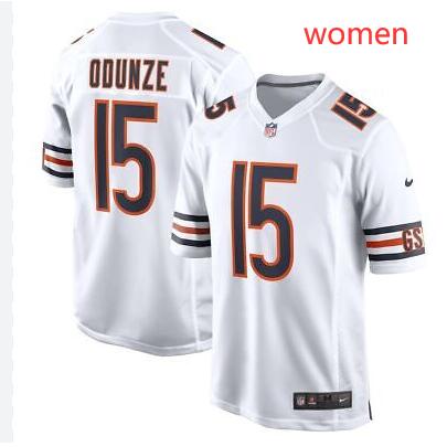 Women Chicago Bears Rome Odunze #15 Nike White 2024 NFL Draft Official NFL Game Jersey