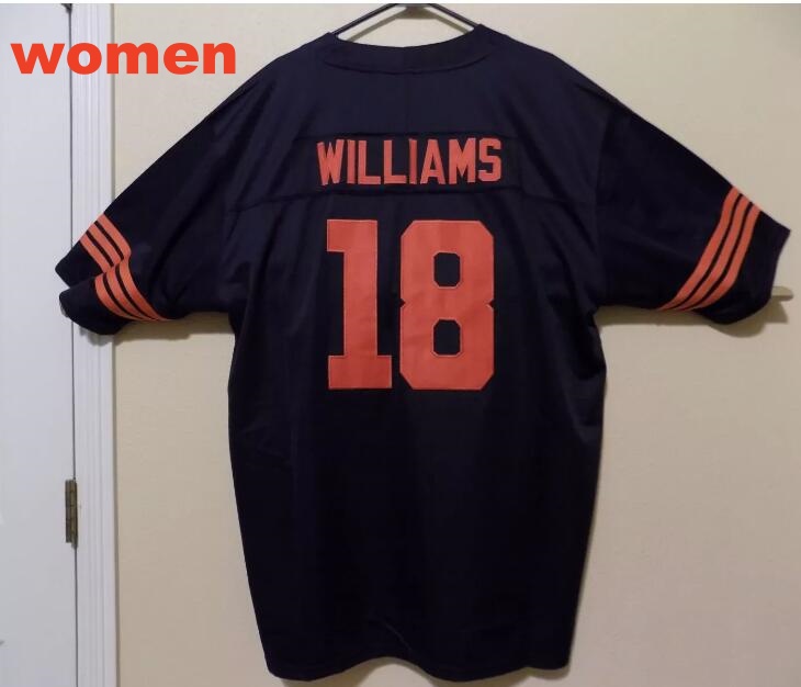 Women Nike Caleb Williams #18 Chicago Bears Navy blue with Orange number Jersey