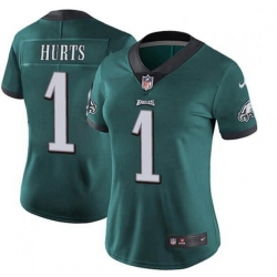 Women Philadelphia Eagles #1 Jalen Hurts Limited Green Vapor Untouchable NFL Jersey