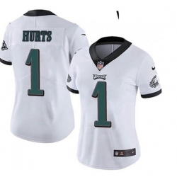 Women Philadelphia Eagles #1 Jalen Hurts Limited White Vapor Untouchable NFL Jersey