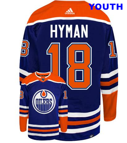 YOUTH EDMONTON OILERS #18 ZACH HYMAN ADIDAS PRIMEGREEN AUTHENTIC NHL HOCKEY JERSEY