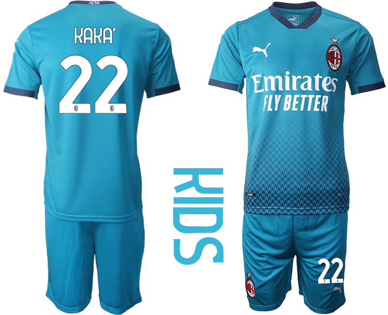 Youth 2020-21 AC milan away 22# KAKA soccer jerseys