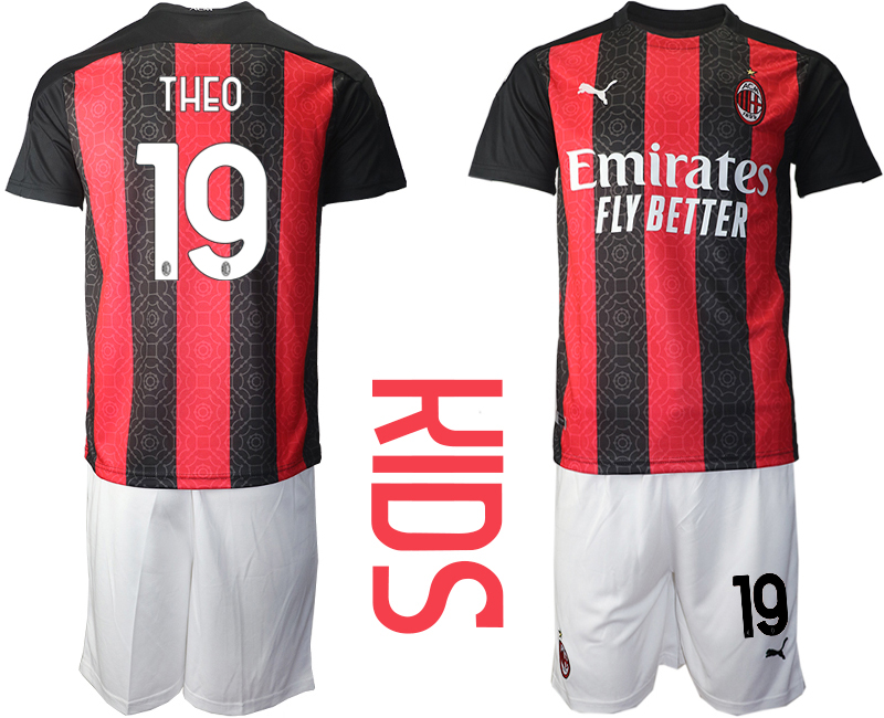 Youth 2020-21 AC milan home 19# THEO soccer jerseys