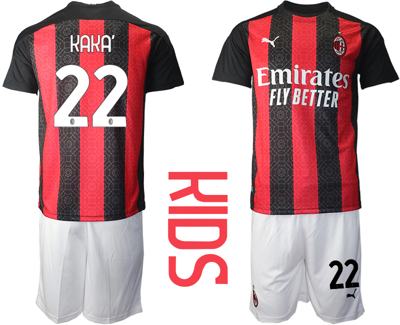 Youth 2020-21 AC milan home 22# KAKA soccer jerseys