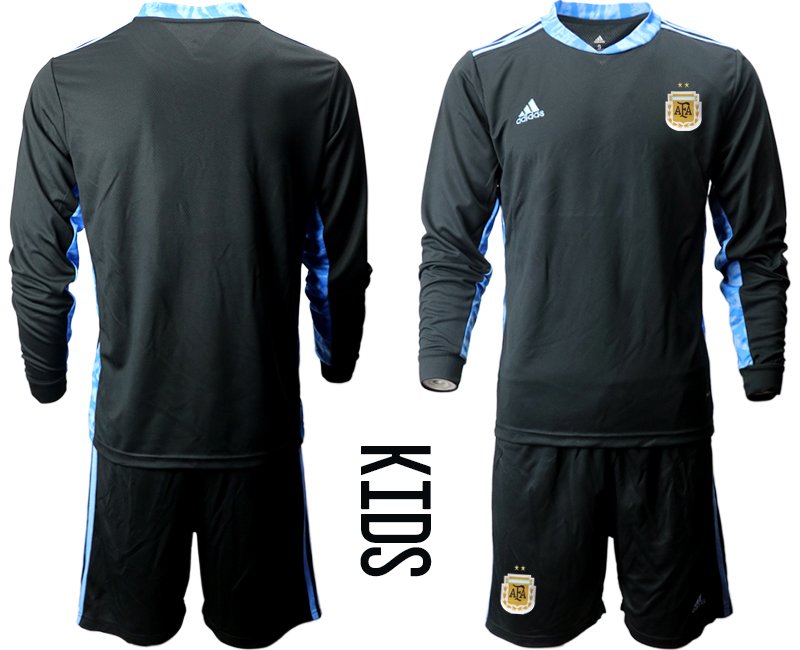 Youth 2020-21 Argentina black goalkeeper  long sleeve soccer jerseys