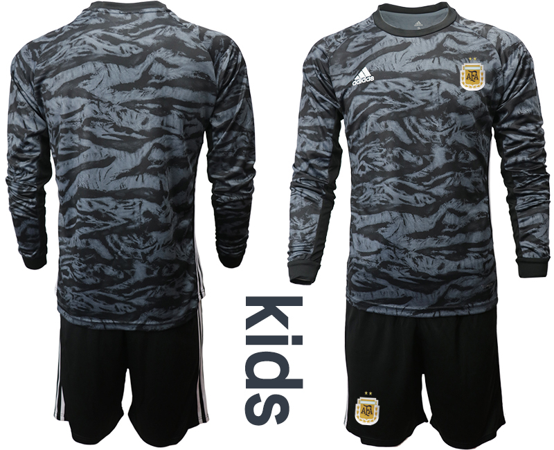 Youth 2020-21 Argentina black goalkeeper long sleeve soccer jerseys.