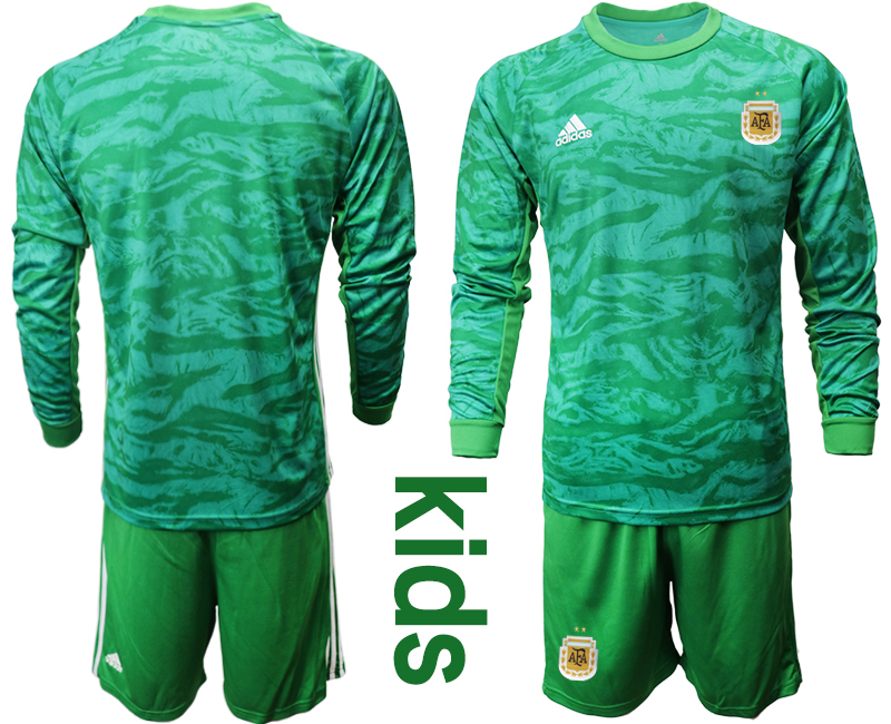 Youth 2020-21 Argentina green goalkeeper long sleeve soccer jerseys