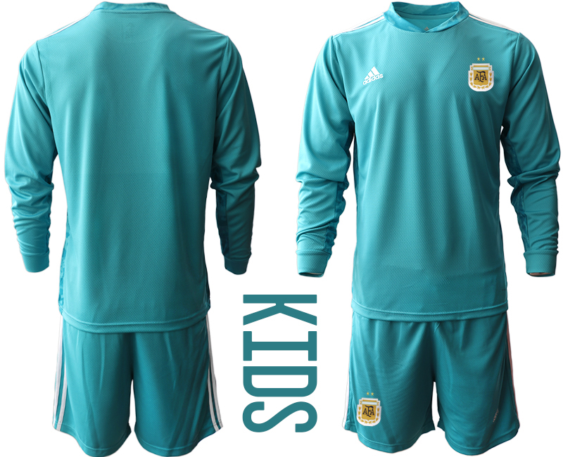 Youth 2020-21 Argentina lake blue goalkeeper long sleeve soccer jerseys