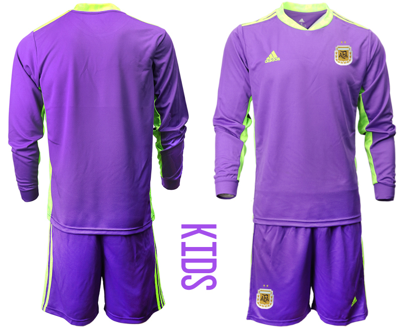 Youth 2020-21 Argentina purple goalkeeper long sleeve soccer jerseys