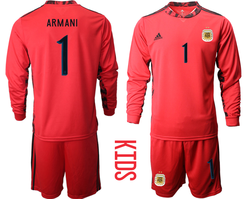 Youth 2020-21 Argentina red goalkeeper 1# ARMANI long sleeve soccer jerseys