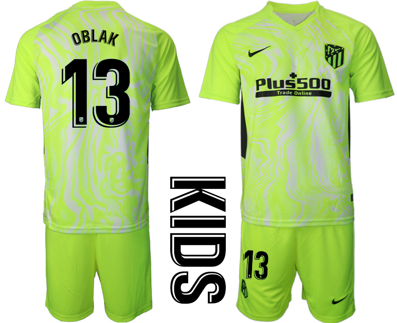 Youth 2020-21 Atlético Madrid away 13# OBLAK soccer jerseys.