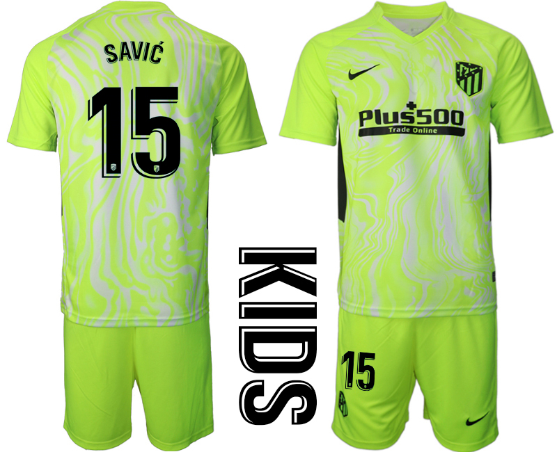 Youth 2020-21 Atlético Madrid away 15# SAVIC soccer jerseys.