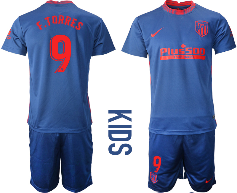 Youth 2020-21 Atlético Madrid away 9# F.TORRES soccer jerseys