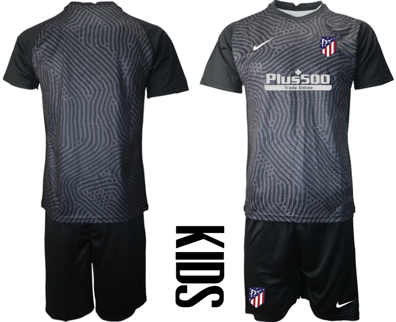 Youth 2020-21 Atletico Madrid black goalkeeper soccer jerseys