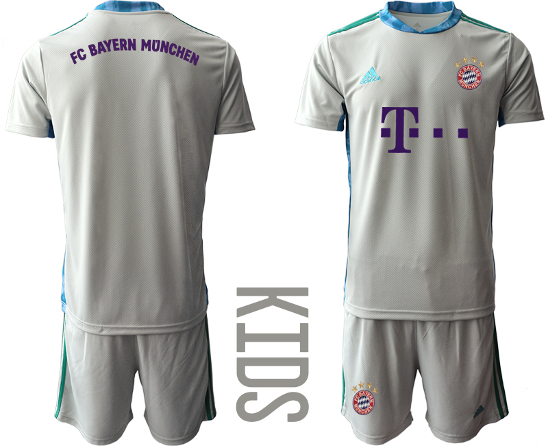 Youth 2020-21 Bayern Munich gray goalkeeper soccer jerseys