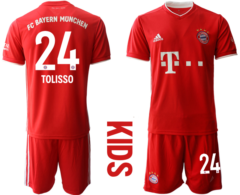 Youth 2020-21 Bayern Munich home 24# TOLISSO soccer jerseys