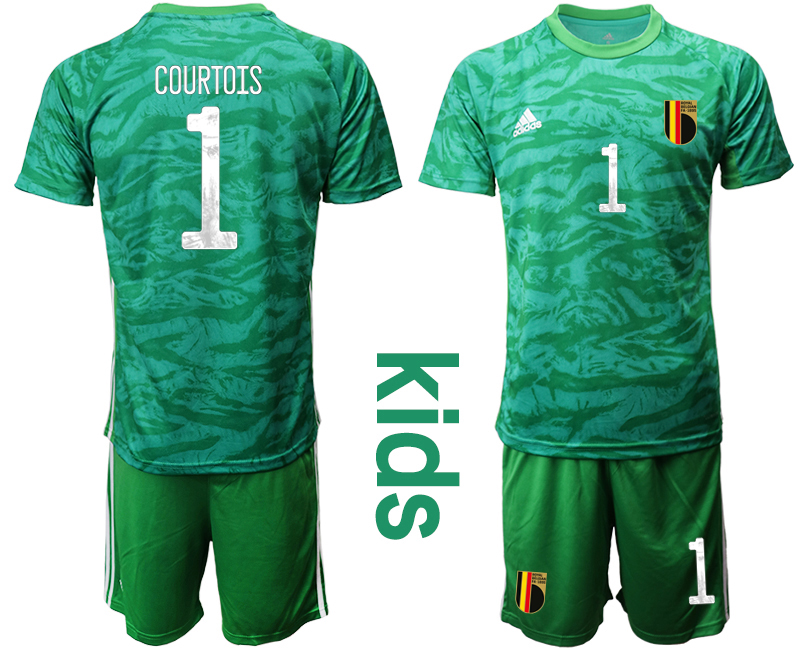 Youth 2020-21 Belgium green goalkeeper 1# COURTOIS soccer jerseys