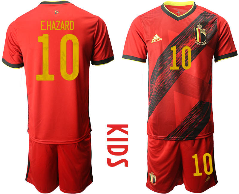 Youth 2020-21 Belgium home 10# E.HAZARD soccer jerseys