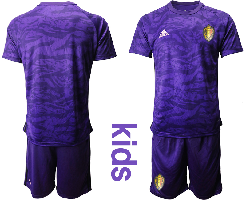 Youth 2020-21 Belgium purple goalkeeper soccer jerseys.