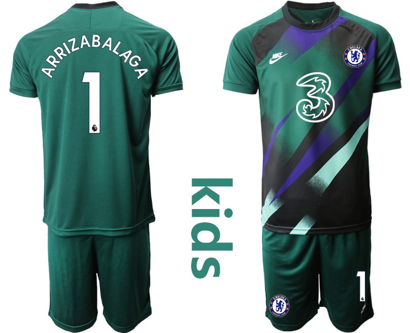 Youth 2020-21 Chelsea Dark green goalkeeper 1# ARRIZABALAGA soccer jerseys