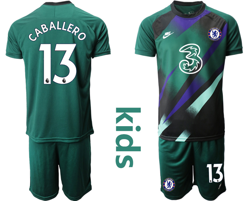 Youth 2020-21 Chelsea Dark green goalkeeper 13# CABALLERO soccer jerseys