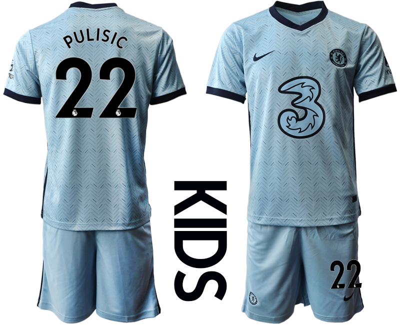 Youth 2020-21 Chelsea away 22# PULISIC soccer jerseys