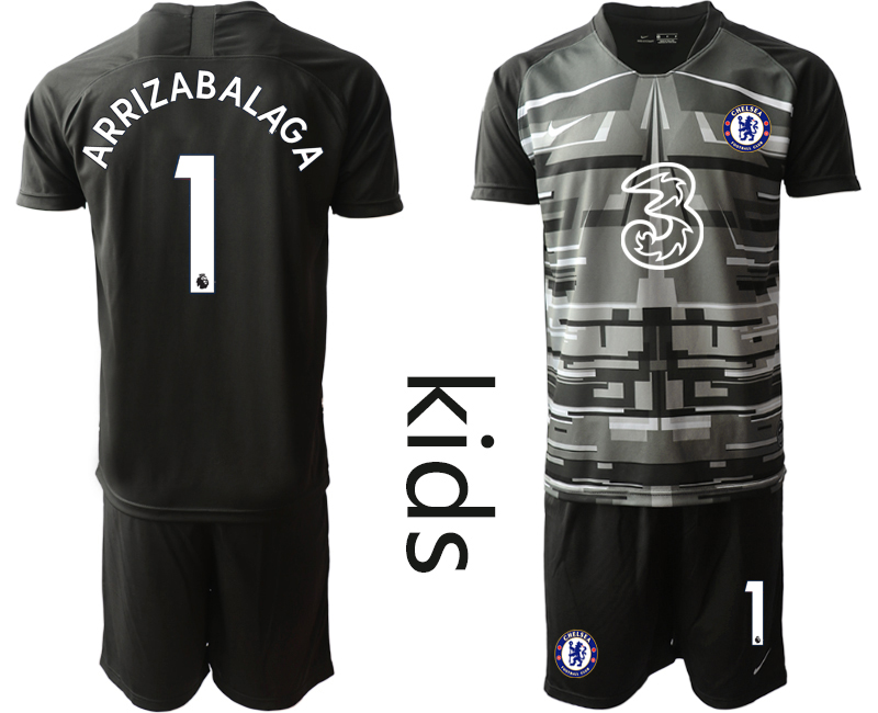 Youth 2020-21 Chelsea black goalkeeper 1# ARRIZABALAGA  soccer jerseys