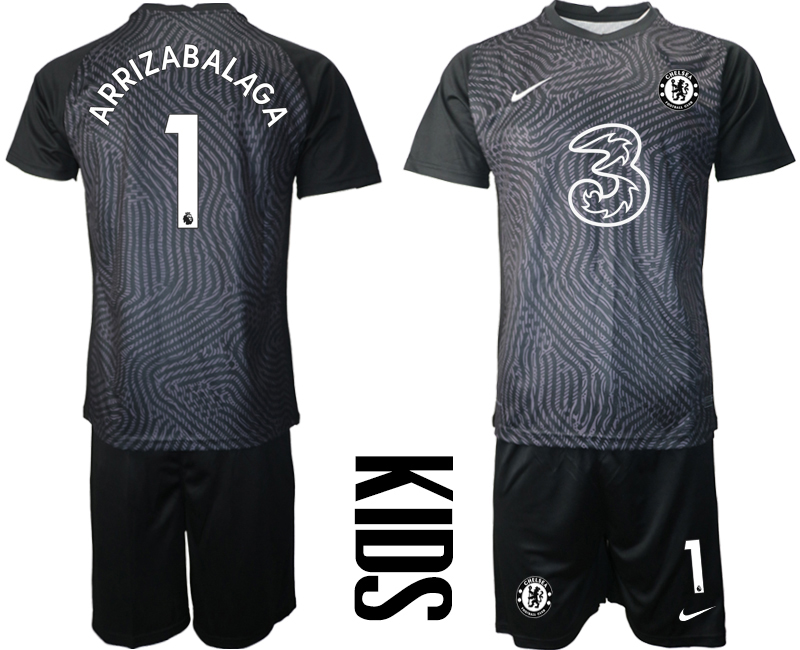 Youth 2020-21 Chelsea black goalkeeper 1# ARRIZABALAGA soccer jerseys